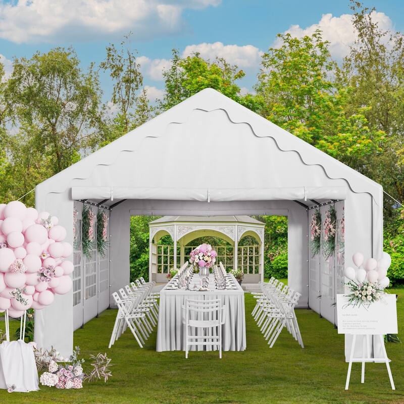 13 x 26 ft Wedding Party Tent with 8 Removable Walls Outdoor PE/Iron Heavy Duty Gazebo Canopy Tent