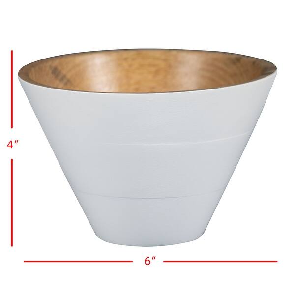 Foreside Home & Garden White Enamel Carved Wood Serving Bowl