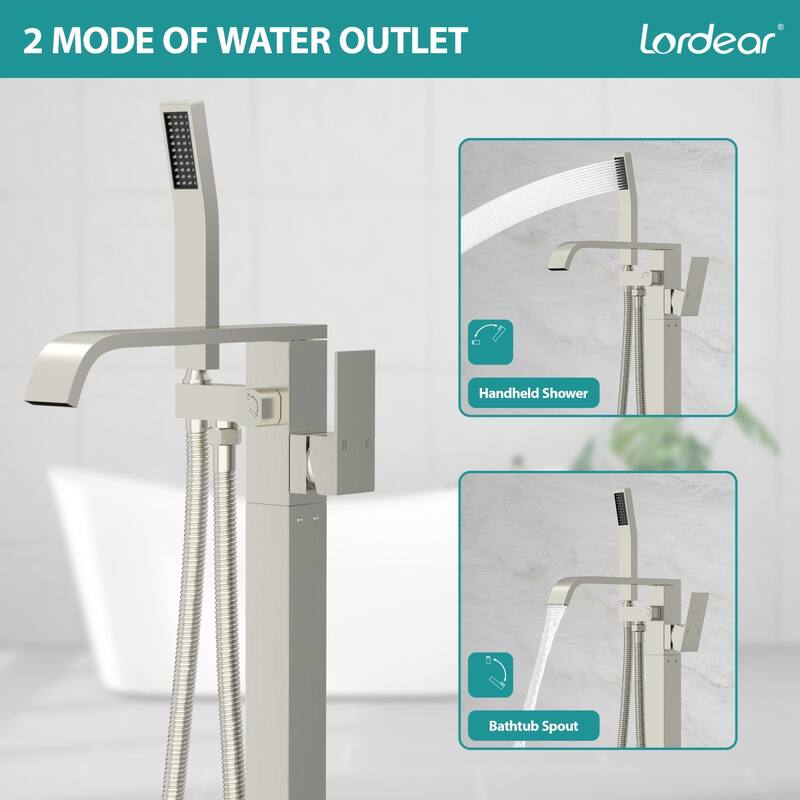 Lordear Bathtub Faucet Tub Filler Swivel Faucet with Hand Shower, Swivel Spout