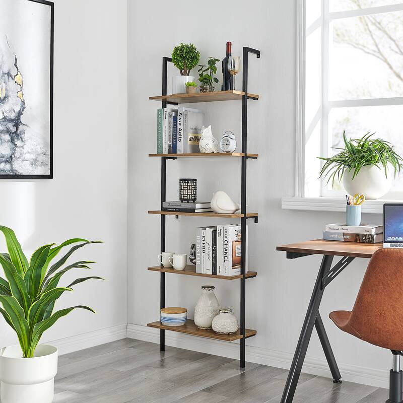 Danya B. Everett 5-Tier Open Display Stand Wall Mount Modern Metal Frame Ladder Shelf