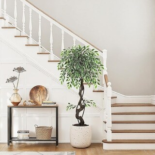Realistic Artificial Ficus Tree, Faux Floor Plant for Home Decor - Bed ...