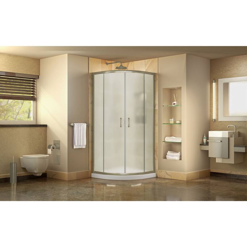 DreamLine Prime 38 in. x 38 in. x 74 3/4 in. Sliding Shower Enclosure and Shower Base Kit - 38" x 38"