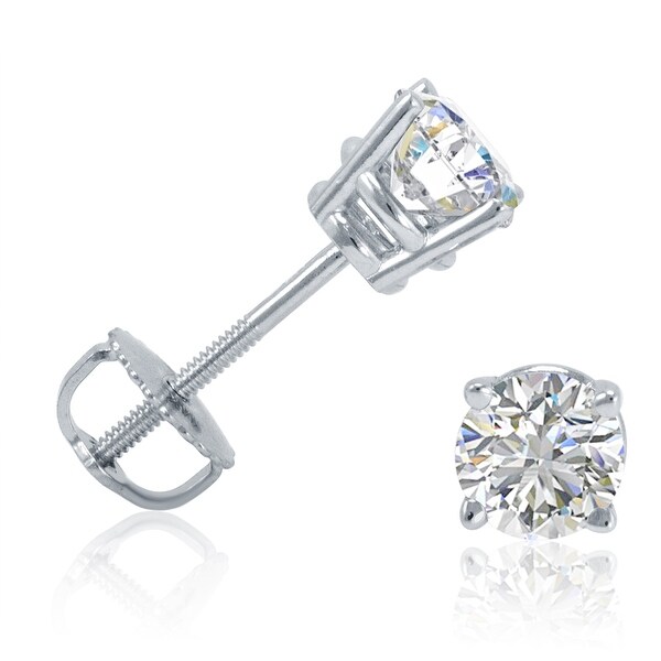 Amanda Rose Collection IGI Certified 1/2ct tw Diamond Stud Earrings in 14K White Gold with Screw Backs