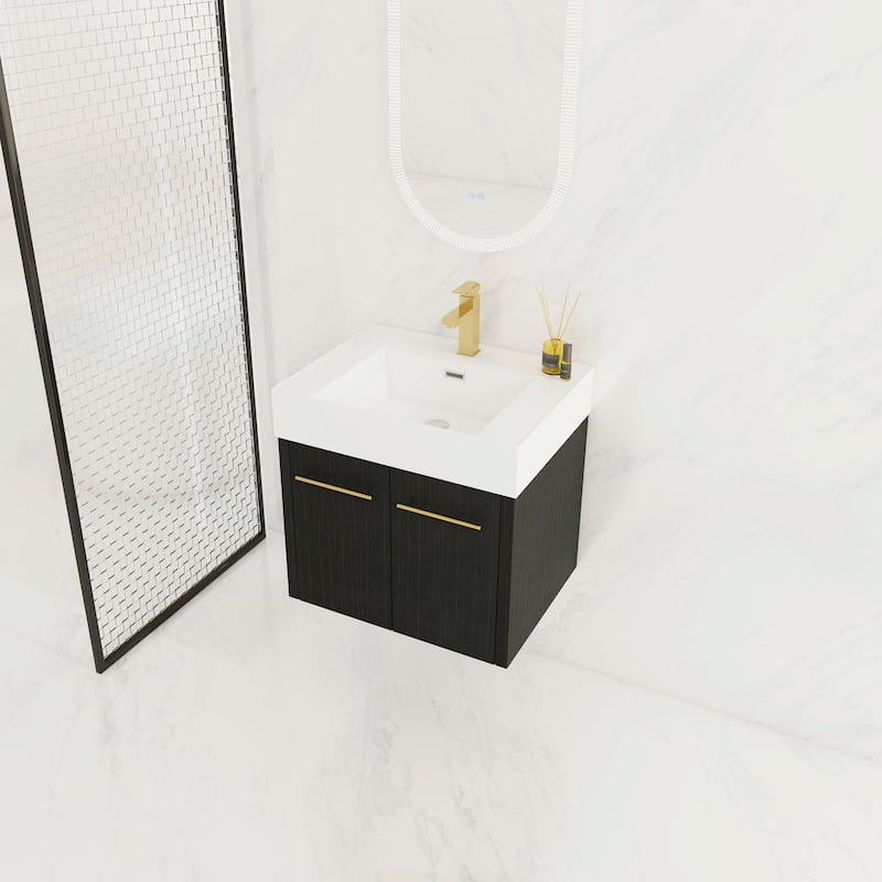 Wall-Mounted Bathroom Vanity with Thick-Edged Resin Basin Sink