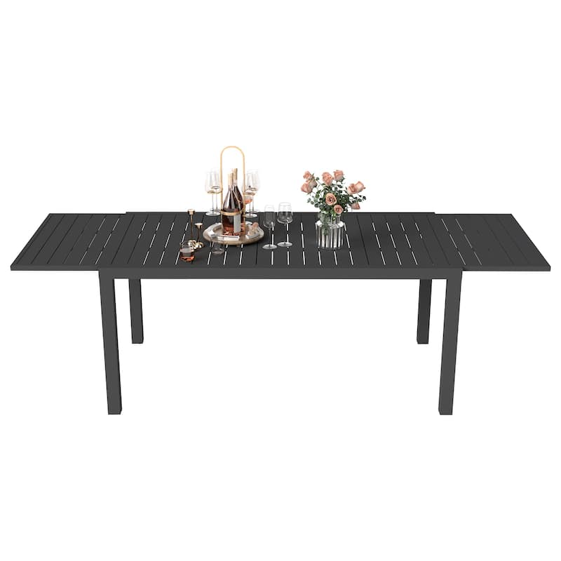 97.2"L Extendable Aluminum Outdoor Dining Table - Black