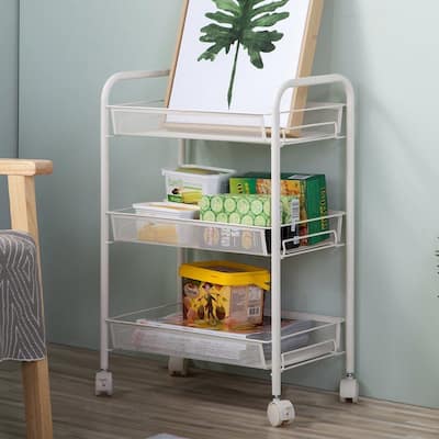 3 Tier Shelf Shelving Rack Rolling Kitchen Pantry Storage Utility Cart
