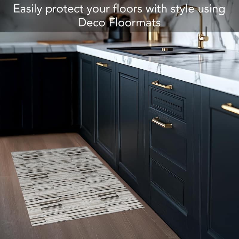 Neutral Stripes Design Deco-Floormat, Decorative Mat, Waterproof, Low Profile, Eco-Friendly Non Slip, Made in The USA (3' x 2')