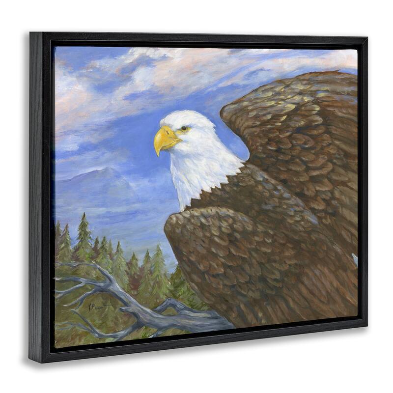 Stupell Eagle Overlook from Tree Top Framed Floater Canvas Wall Art Design By Paul Brent