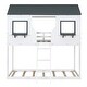 preview thumbnail 20 of 24, Twin Over Twin Bunk Bed with Roof, Windows, Ladder, and Guardrails, Solid Wood Playhouse Design, Space-Saving for Kids, Grey