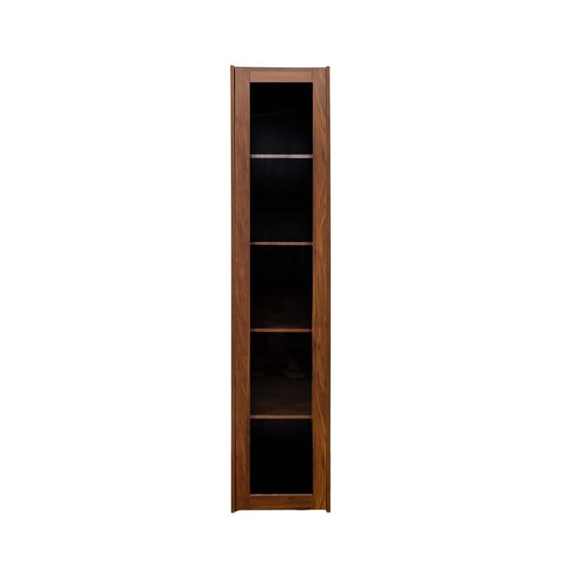 Modern Display Bookcase – Glass-Front Storage Cabinet with 5 Shelves & LED Illumination‌ - 15.75in. W X15.75in.DX70.87in. H - Walnut