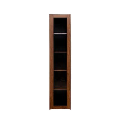 Modern Display Bookcase – Glass-Front Storage Cabinet with 5 Shelves & LED Illumination‌ - 15.75in. W X15.75in.DX70.87in. H