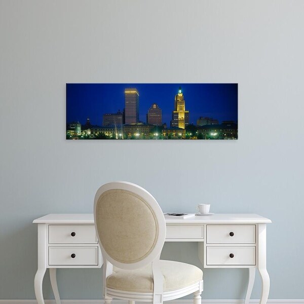 Easy Art Prints Panoramic Images's 'Buildings lit up at night, Providence, Providence County, Rhode Island' Canvas Art