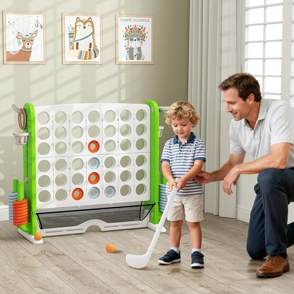 slide 2 of 10, Height Adjustable Connect Game w/Mesh Pocket for Indoor & Outdoor