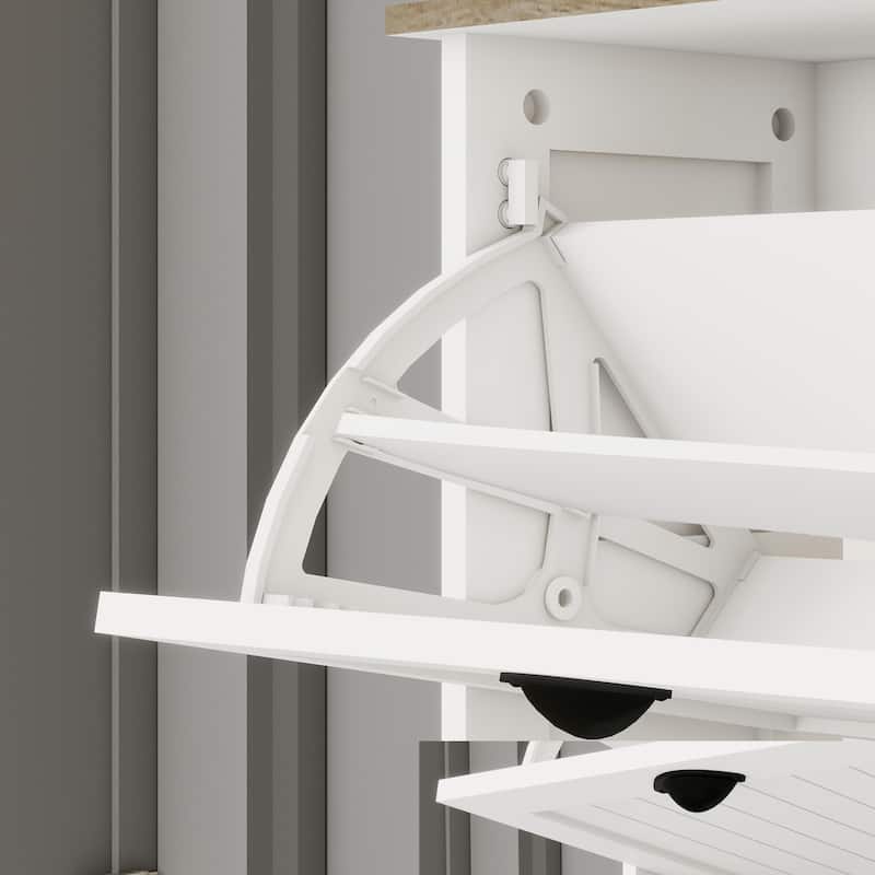 Shoe Cabinet with 1 Drawer & 3 Flip Drawers, Freestanding Storage Organizer, Slim Shoe Cabinet with Adjustable Shelf
