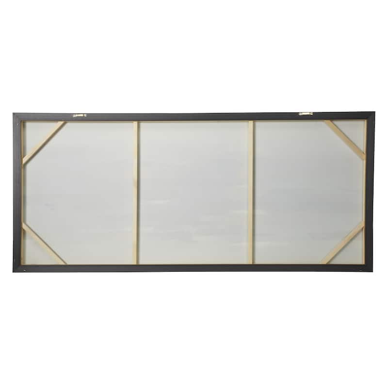 Canvas Landscape Textured Ocean Framed Wall Art with Black and White Accents - Silver - Roche River Decor