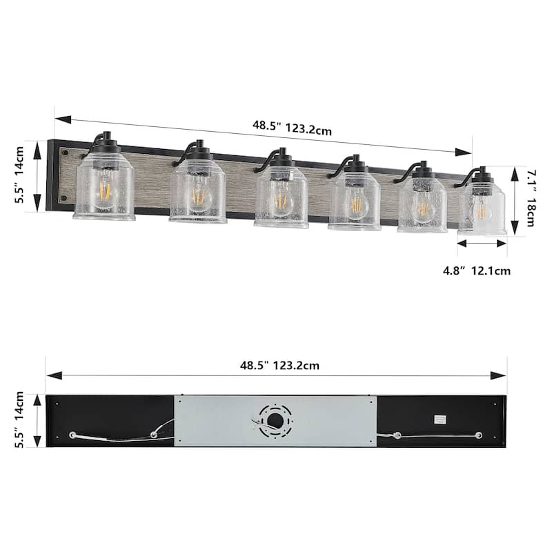 49" Farmhouse Vanity Light Fixture, 6-Light Bathroom Wall Sconce