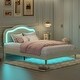 preview thumbnail 4 of 66, Velvet Upholstered Platform Bed Smart LED Bed Frame with Adjustable Height Headboard, Noise-Free Slat Support for Night's Sleep