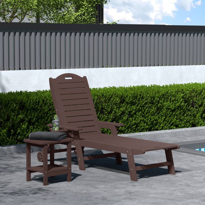 Brighton Outdoor 2-Piece Poly Reclining Chaise Set with Wheels & Cup Holder