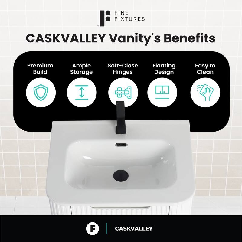 Caskvalley Modern Bathroom Vanity with Straight Fluted Design - Sink Included