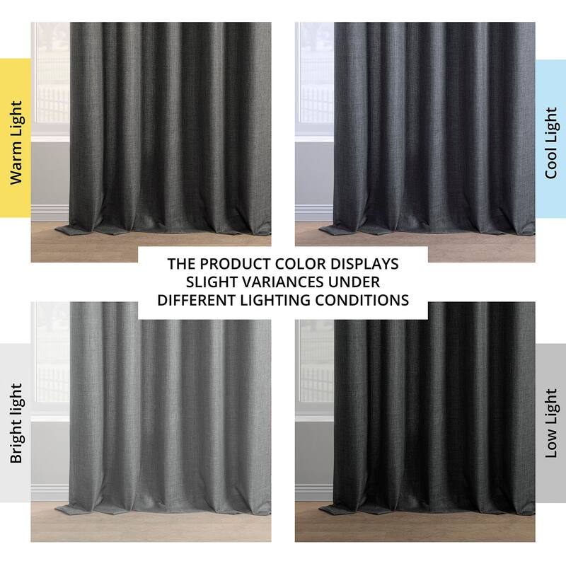 Exclusive Fabrics Italian Faux Linen Room Darkening Curtains for Bedroom & Living Room Curtains - Single Panel Window Curtains