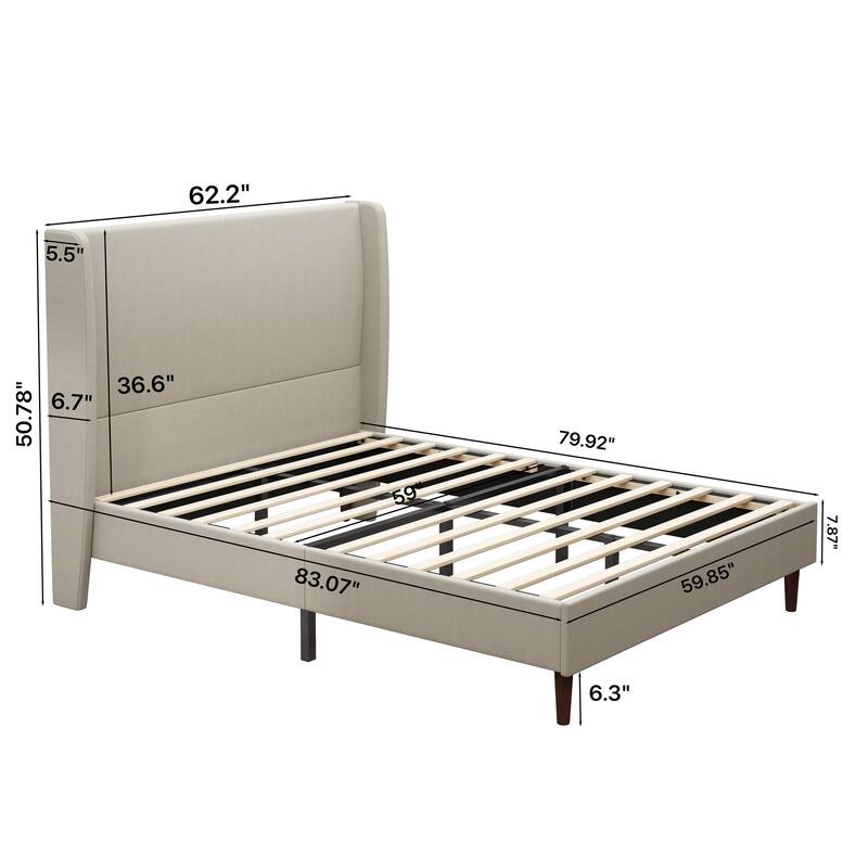 Queen Size High Headboard Upholstered Bed