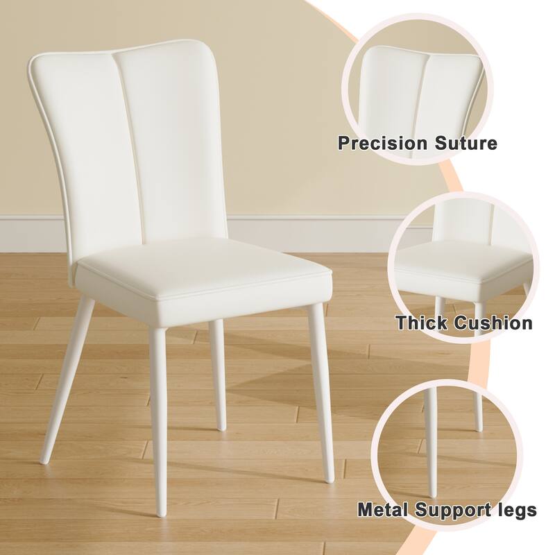 Roomfitters 5pcs Dining Table Set with Metal Legs and Armless Vertical Backrest Chairs, White