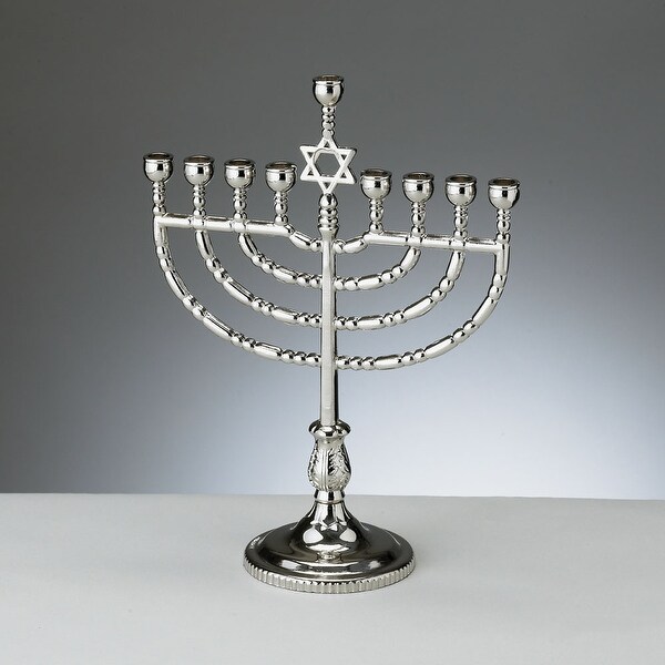 Shop 8 5 Silver Polished Antique Silvertone Traditional Chanukah Menorah On Sale Overstock 30263205
