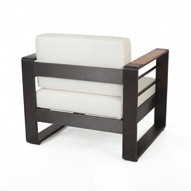 Giovanna Outdoor Aluminum Club Chairs with Faux Wood Accents (set of 2) by Christopher Knight Home