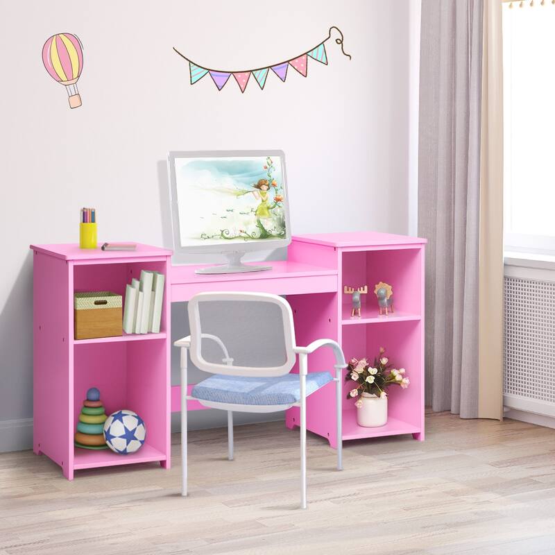 Costway Vanity Table Set Makeup Dressing Kids Girls Study Table Tri - See Details