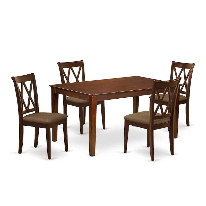 HomeStock 5-Pc Mahogany Finish Solid Wood Top-Rectangular Dining Room Set-Seats 4
