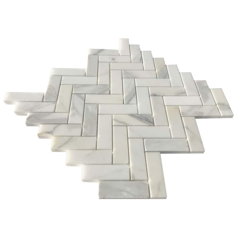 Calacatta Marble Herringbone 1" x 3" Honed Mosaic Tile