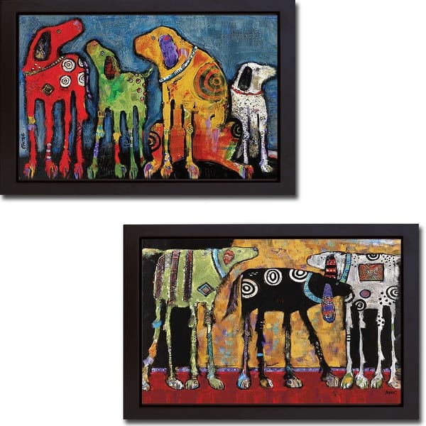slide 1 of 1, Best Friends & Looking For Trouble by Foster 2-pc Black Floater Framed Canvas Art Set (14 in x 20 in Each Piece in Set)