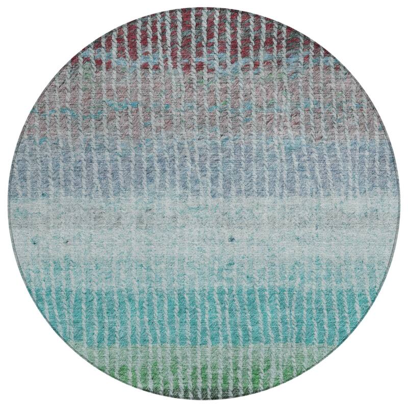 Machine Washable Indoor/ Outdoor Contemporary Stripes Chantille Rug