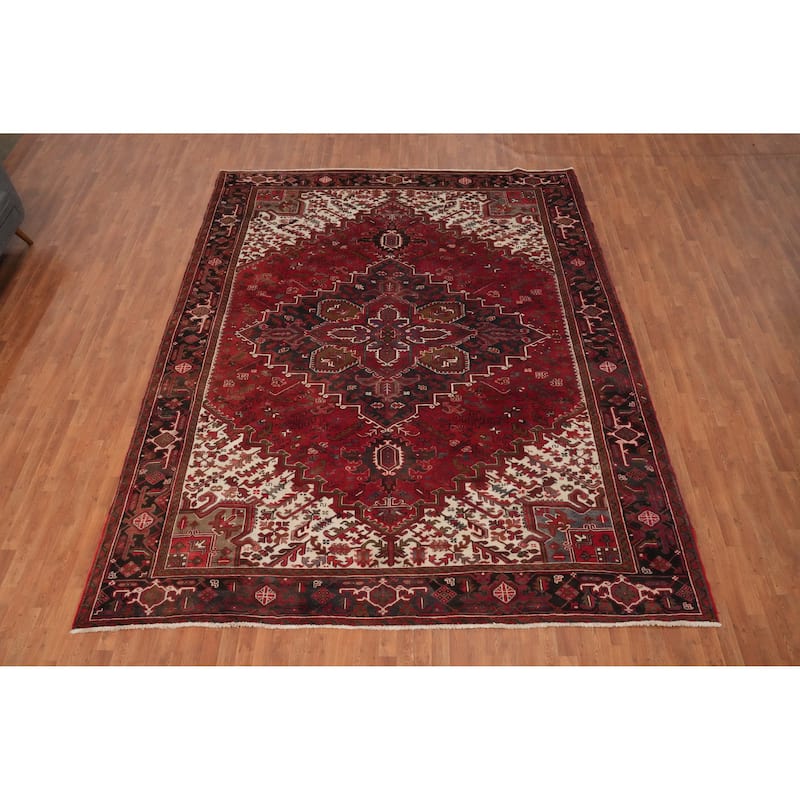 Hand Knotted Oriental 100% Wool Carpet Traditional Medallion Red Heriz Area Rug - 12' 7'' X 10' 1''