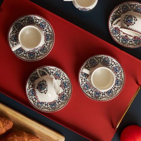 Karaca Nakkas Porcelain Turkish Coffee Cup Set for 6