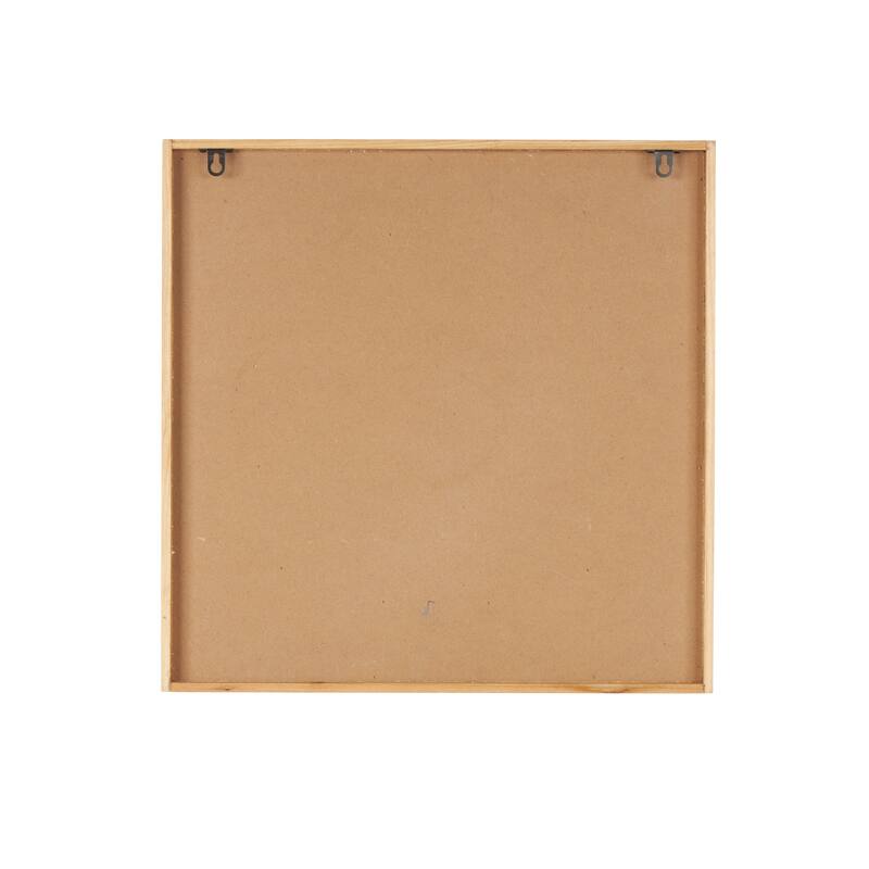 Blue Wood Relief Floral Home Wall Decor with Brown Woven Seagrass Frame and White Backing