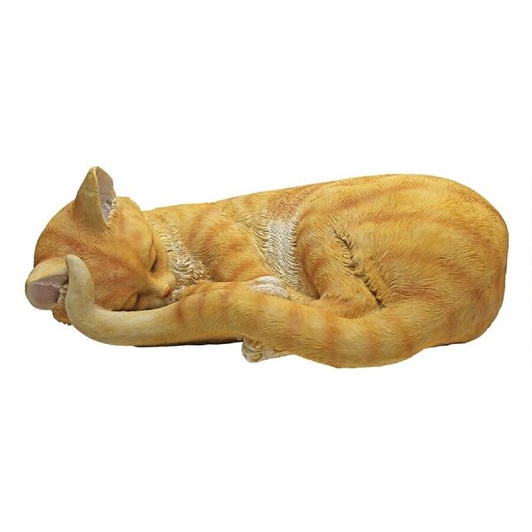 11" Realistic Sleeping Kitten Outdoor Garden Statue - N/A