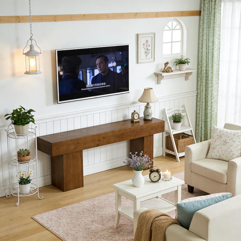 Solid Wood Television Stand for 55/60/65/75 Inch TVs, TV Entertainment Center Media Console Table for Living Room Bedroom