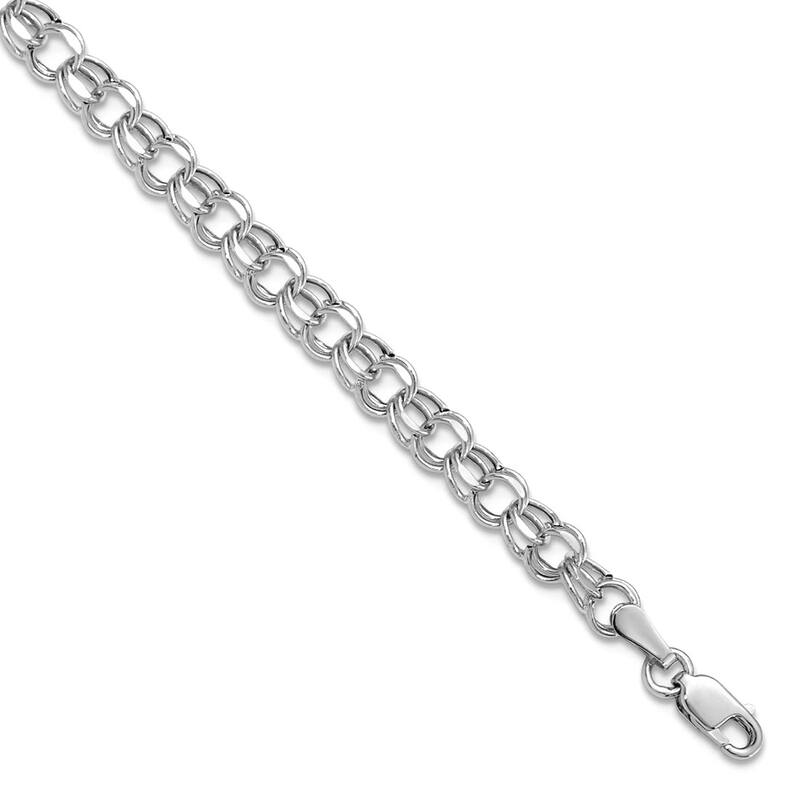Curata 14k Yellow or White Gold 4.5mm Solid Double Link Charm Bracelet - 7"or 8"