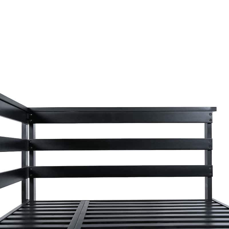 Patio Wooden Twin Size Swing Daybed Porch Swing Frame with 4pcs 96-inch Hemp Ropes for Backyard, Garden
