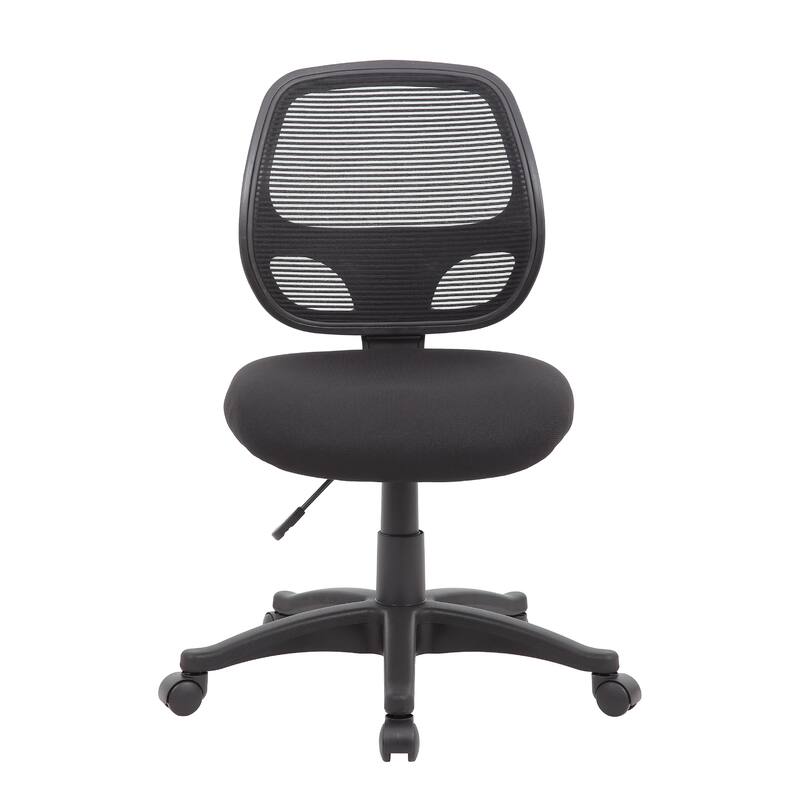 Maya Rolling Office Chair, Black Mesh, Foam Padding and Lumbar Support