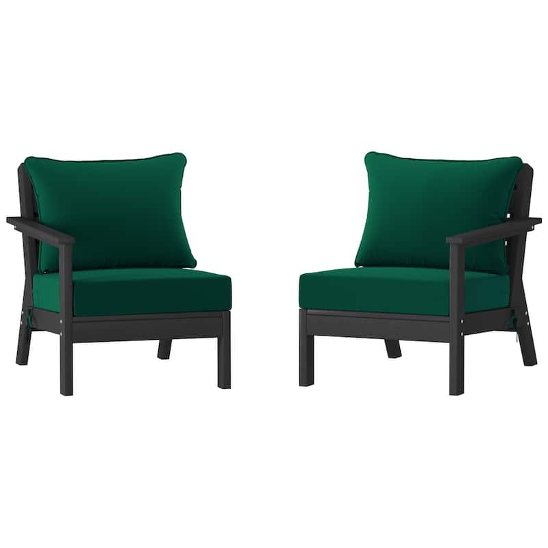 Polytrends Birchwood All Weather HDPE Outdoor Patio Deep Seating Black Loveseat (2-Piece)