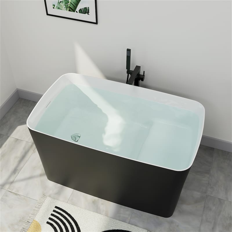 47 in. Acrylic Freestanding Flatbottom Japanese Soaking Bathtub Not-Whirlpool SPA Tub with Pedestal