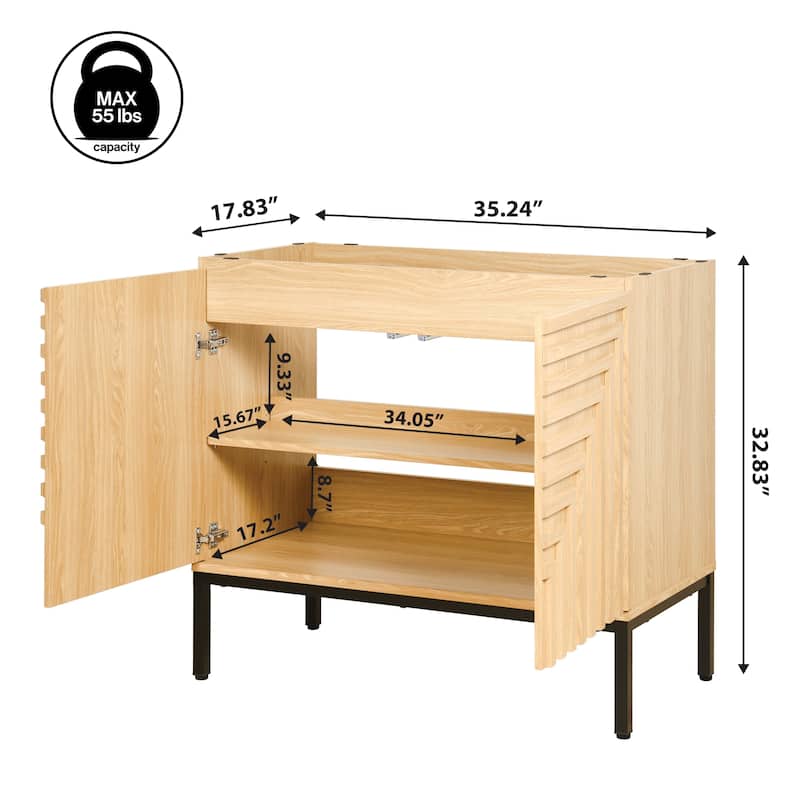 Rowan Geometric Modern Transitional 2-Shelf Bath Vanity Cabinet Only (Sink Basin Not Included), By JONATHAN Y