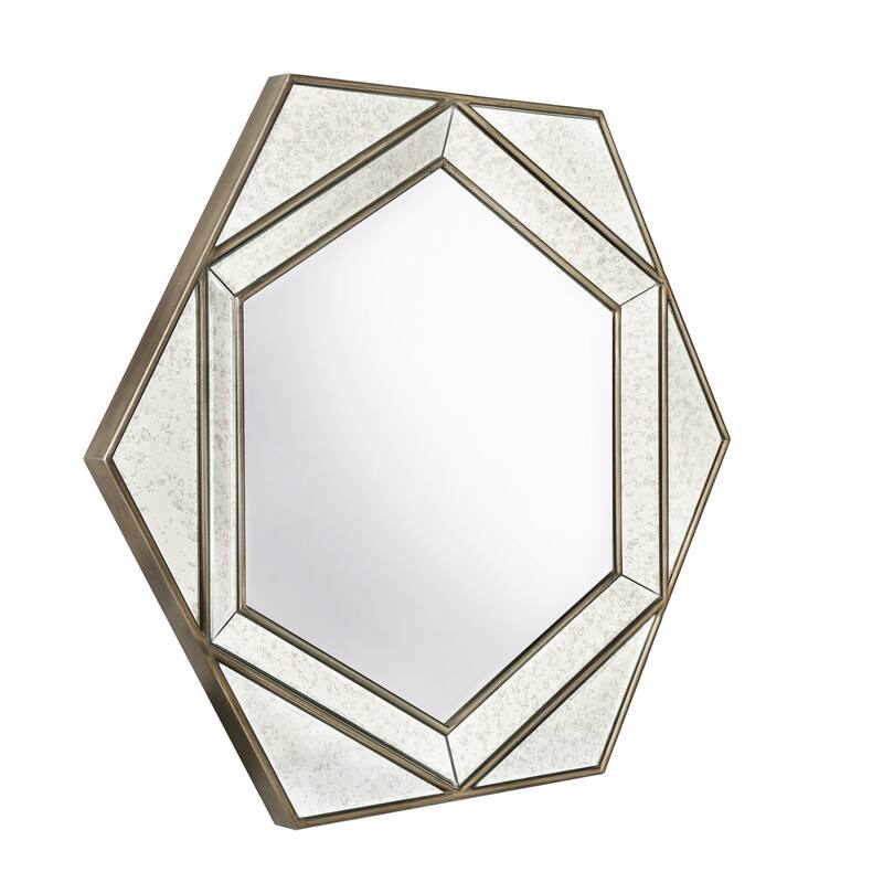 Hexagon Beveled Bathroom Wall Vanity Mirror - 30.7'' H X 35.4" W x 1.6" D