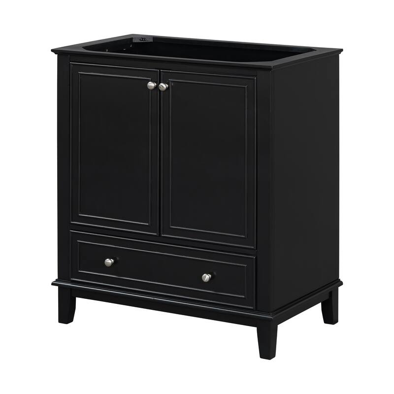 GDFStudio - Avalon 30-Inch Bathroom Vanity Base Cabinet WITHOUT Sink, Solid Wood & MDF Board, Painted Finish - 30" - Black