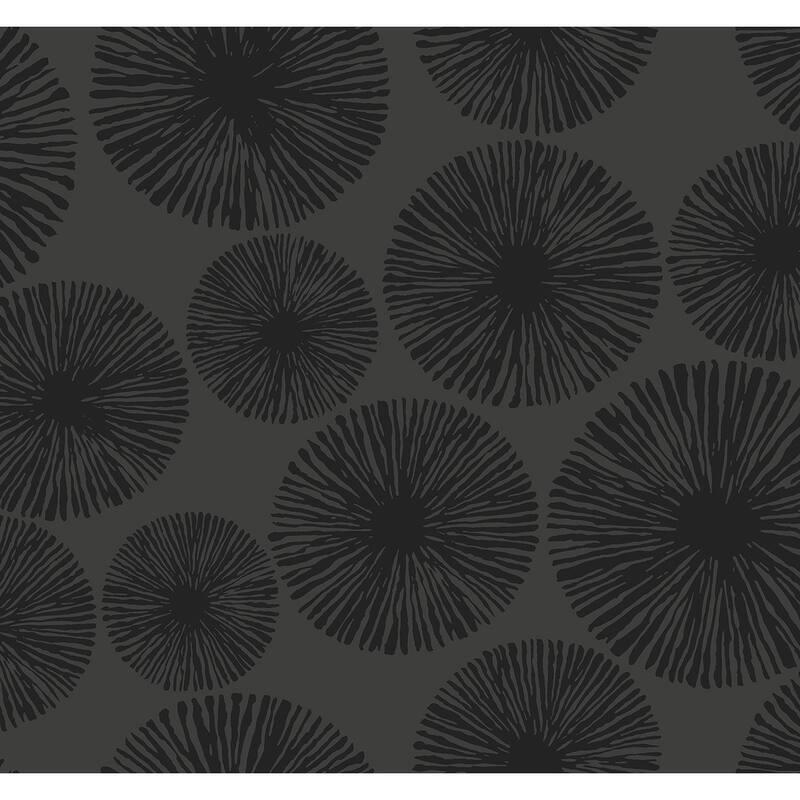 Seabrook Designs Yvette Sunburst Unpasted Wallpaper - 27 in. W x 27 ft. L - Charcoal & Inkwell