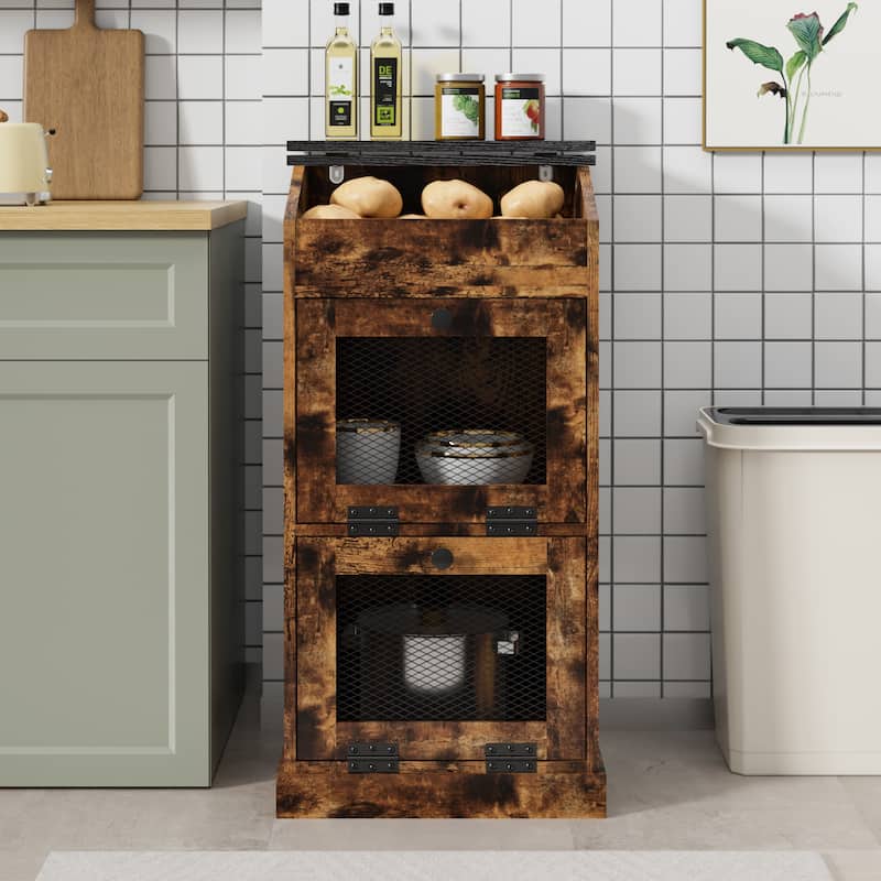 Vintage 2-Door Storage Cabinet Multi-Tier Organizer