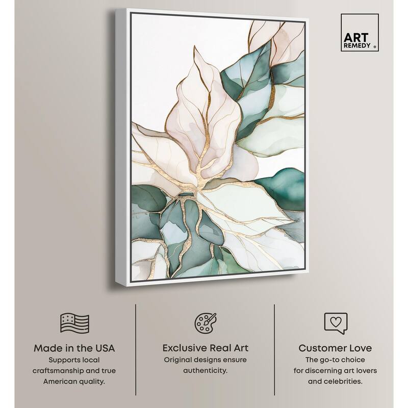 Pastel Leaves with Gold II Canvas by Art Remedy