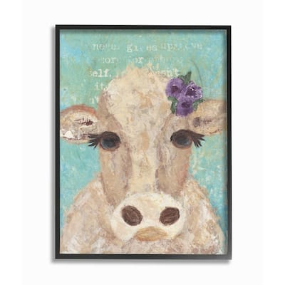 Stupell Cow Painterly Portrait Framed Giclee Wall Art
